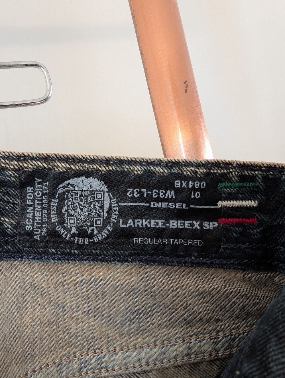 'Diesel' Distressed Jeans Larkee-Beex SP (Regular-Tapered) Waist 33 / Length 32 - Picture 8 of 16